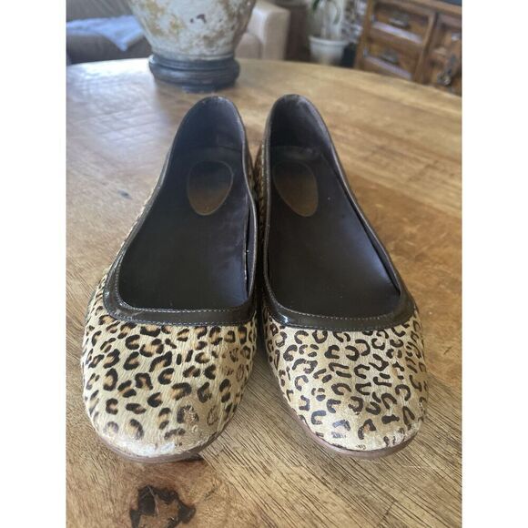 Cole Haan Leather Ballet Flat Pony Hair Leopard Comfort Slip On Shoe Size 7B - Picture 2 of 9